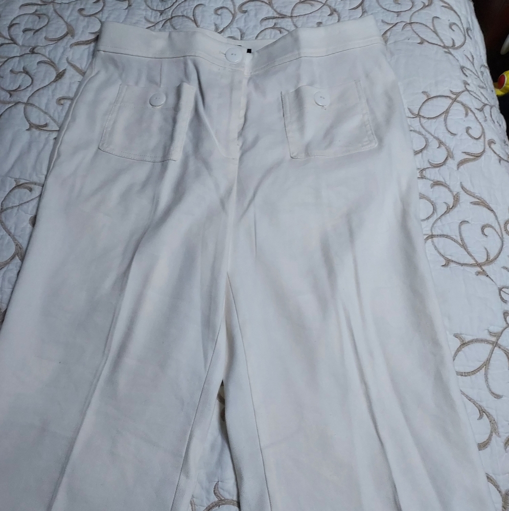 Ann Taylor Cream Wide Leg Pants